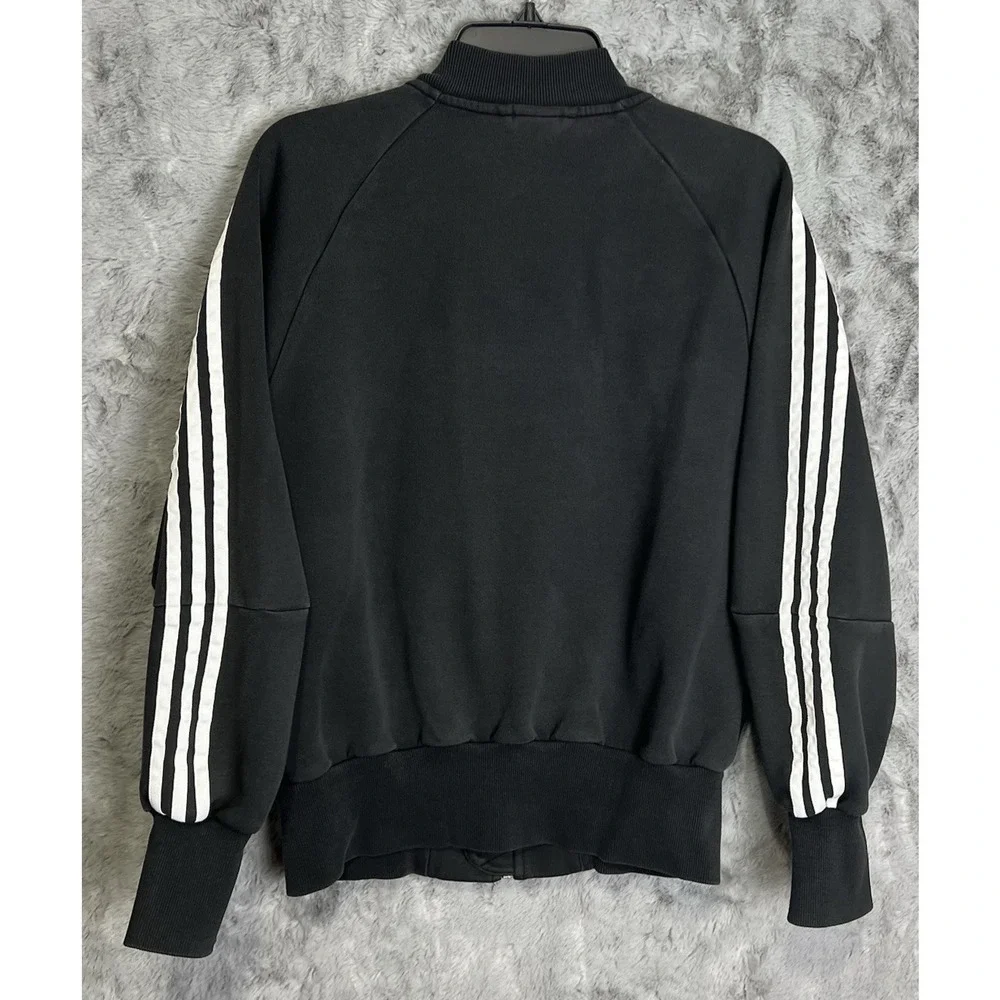 Adidas Track Jacket Top Large Print Women's Size Small Black‎ Faded READ - Picture 8 of 10